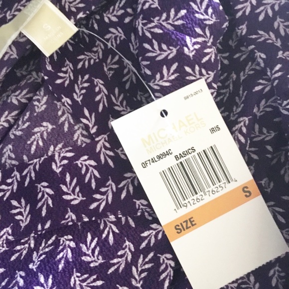 Michael Kors New Bell Shirt Size S Floral Purple - Picture 4 of 5